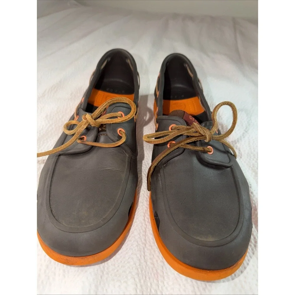 Crocs Mens Beach Line Slip On Boat Shoes Vented Brown/orange US 13